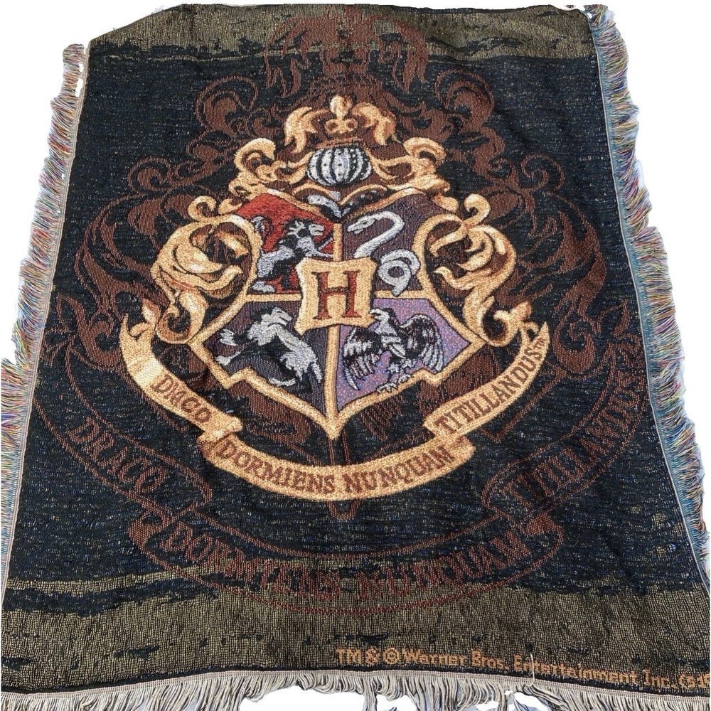 Tapestry Throw Blanket Harry Potter Hogwarts Crest 59"x 52" Fringed